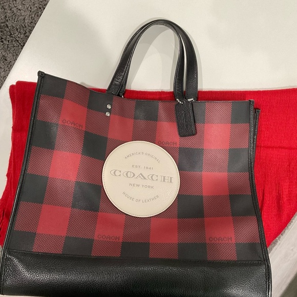 Coach plaid tote with matching wallet - Picture 2 of 16
